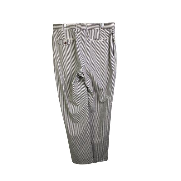 Orvis Pants Mens Size 34 Cream/slate‎ Blue Seersucker Straight Cut Flat Front - Picture 4 of 6